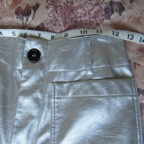 Maeve By Anthropologie Pants Womens,sz. 25P Wide Leg,Faux Leather,Silver - Picture 9 of 12